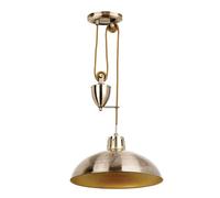 Ensora Lighting Simone Rise and Fall Pendant Light Antique Brass, Gold