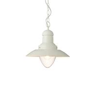 Endon Polperro 1 Light Cream Pendant Wall Hanging Light 42W E27 Eco GLS Dimmable in Gloss Cream & Clear Glass