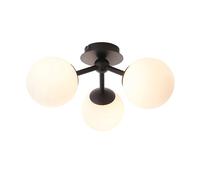 Ensora Lighting Jovi Bathroom 3 Light Semi Flush Ceiling Light, Black