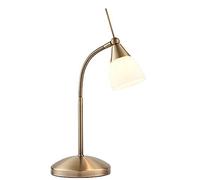 Endon Range Modern Antique Brass Touch Dimmer Bedside Table Lamp with Opal Glass Cylinder Light Shade - Gooseneck Dimmable Touch Sensitive Control Reading Lamp for Office, Home, Study, Work