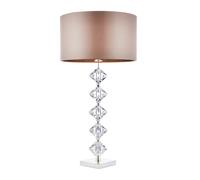 Endon VERDONE Verdone 1lt Table Clear crystal & taupe silk 60W E27 GLS (Required)
