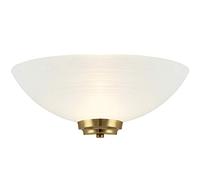 Endon Welles 1lt wall 60W White painted glass with faint line pattern & antique brass effect plate