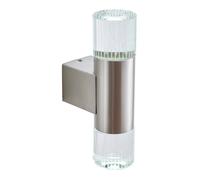 Luminosa Lighting Luminosa Grant 2 Light Outdoor Wall Light Polished Stainless Steel With Crystal Ip44