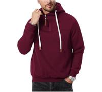 EndoraDore Mens Hoodies Quarter Zip Pullover Sweatshirts Casual Long Sleeve Hooded Winter Fleece Jacket Burgundy 3XL