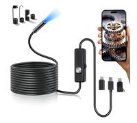 Endoscope Camera with Light,16.4ft Dual-Lens Borescope Tools with 8 Adjustable LED Lights, Endoscope with Semi-Rigid Snake Camera, IP67 Waterproof Borescope for iOS and Android (Single Lens 16.4ft)