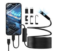 Endoscope Camera with Light, 1920P HD Borescope with 8+1 Adjustable LED Lights, IP67 Waterproof 16.5FT Semi-Rigid Snake Cord Inspection Camera for iPhone, iPad and Android Phone (Dual-Lens)