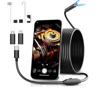Endoscope Camera with Light，1920P HD Borescope with 8 Adjustable LED Lights，Endoscope with 16.5ft Semi-Rigid Cable Snake Camera 7.9mm IP67 Waterproof Inspection Camera for iPhone, iPad, Android