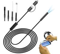 Endoscope Camera with Light, 5m Semi-Rigid Cable, 500W HD Borescope for iPhone and Android, Type-C and Lightning, IP67 Waterproof for Sink, Drain, Pipe and Cable Finding in Walls