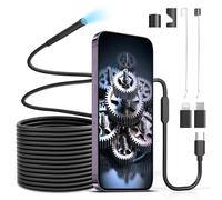Endoscope Camera with Light Moman EOM1 Borescope Drain Inspection Camera with 8 LEDs Flexible 1080P 8.0mm IP67 Waterproof 9.8FT Semi-Rigid Cable for iPhone iOS Android