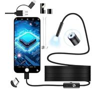 Endoscope Inspection Camera, 1920P Endoscope Camera with USB/Type-C/Micro USB Plug, 5mm IP67 Waterproof Borescope Camera with 4 Adjustable LED Lights, for iPhone, iPad and Android（11.5 FT）