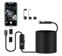 Endoscope Inspection Camera-1920P HD Flexible Rigid Snake Endoscope with 8 LED Light， Waterproof IP67 Probe Drainage Camera,16.5ft Semi-Rigid Snake Borescope for iPhone and Android
