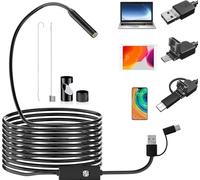 Endoscope Inspection Camera, 3-in-1 Type-C USB Borescope with 6 LED Lights, 7mm IP67 Waterproof Tube Sink Pipe Drain Camera, for Android Tablet Samsung (16.4 ft/ 5m)