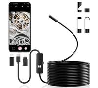 Endoscope Inspection Camera, Endoscope Camera with 8 LED Lights No WiFi, IP67 Waterproof Endoscopes Flexible Rigid Snake Cameras Tube Sink Pipe Drain Cameras for Android/i-Phone/i-Pad(16.4 ft/5m)
