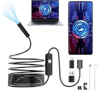 Endoscope Inspection Camera, Endoscope Camera with Light with 10M Semi-Rigid Cable, Waterproof IP67, 6 LED Lights, Type C, No WiFi Required, for Android, Tablet, PC Windows