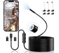 Endoscope Inspection Camera, Ennovor 1920 HD Flexible Rigid Snake Camera, 8 LED Lights No WiFi Snake Camera Waterproof IP67 Tube Sink Pipe Drain Camera for Android iOS Tablet Samsung (16.4 ft/ 5m)