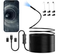 Endoscope Inspection Camera, Ennovor 1920P HD Borescope with 8 Adjustable LED Lights, 32.8ft/10m Semi-Rigid Inspection Camera, IP67 Waterproof 7.9mm Probe Tube Sink Pipe Drain Cameras for iOS Android