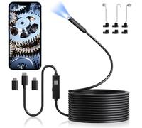 Endoscope Inspection Camera, Hopefox 1920P HD USB Endoscope Camera with 8 Adjustable LED Lights, 16.4ft Flexible Rigid Snake Borescope, IP67 Waterproof Drain Camera Gadgets Tool for Android, IOS