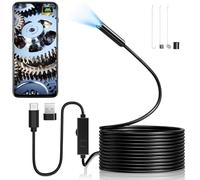 Endoscope Inspection Camera Only Android, Hopefox 1920P HD USB Endoscope Camera with 8 LED Lights, 16.4FT Flexible Rigid Snake Borescope, IP67 Waterproof Drain Camera Gadgets Tool for Android