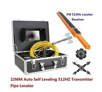 Endoscopes, 7" Monitor DVR Sewer Pipe Inspection Video Camera With Meter Counter Auto Self Leveling 512HZ Pipe Locator 22MM IP68 HD(20m,Balanced - Receiver)