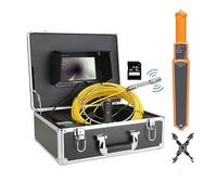 Endoscopes, 7" Monitor DVR Sewer Pipe Inspection Video Camera With Meter Counter Auto Self Leveling 512HZ Pipe Locator 22MM IP68 HD(20m,DVR-Receiver)