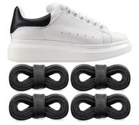 Endoto 2 Pairs Shoelaces for Alexander McQueen Flat Shoe Laces Replacement Sneaker Shoes(Color:Black,Size:50Inch)