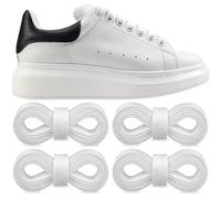Endoto 2 Pairs Shoelaces for Alexander McQueen Flat Shoe Laces Replacement Sneaker Shoes(Color:White,Size:45Inch)