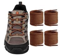Endoto 2 Pairs Shoelaces for Merrell Moab Boots Replacement Round Shoe Laces Hiking Running Shoes Strings(Color:Brown&OrangeCombo,Size:48Inch)