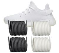 Endoto 2 Pairs Shoelaces Replacement Round Laces for Adidas Yeezy Boost 350 V1/V2, 380, 500, 700, 750, 950 Sneakers Shoes(Color:Black+White,Size:47Inch)