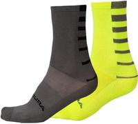 Endura Coolmax Stripe Cycling Socks II - 2-Pack Hi-Viz Yellow