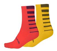 Endura Coolmax Stripe Socks - 2 Pack - Pomergranate / S/M / 2 Pack Pomergranate S/M