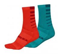 Endura Coolmax Stripe Womens Socks Pacific Blue (twin Pack)