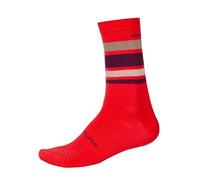 Endura Men's BaaBaa Merino Stripe Socks for Cycling | Warmth and Breathability Socks, Red, S-M