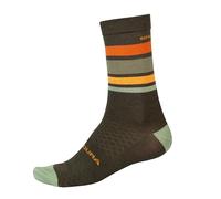 Endura Men's BaaBaa Merino Stripe Socks, Olive Green, S-M