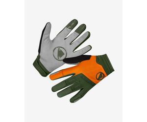 Endura Singletrack Cycling Gloves Dark Green Orange - S