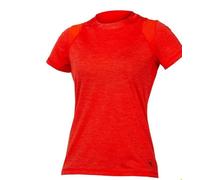 ENDURA WOMEN'S SINGLETRACK SHORT SLEEVE CYCLING JERSEY IN PAPRIKA SIZE LARGE