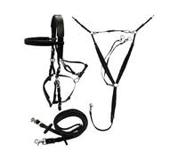 Endurance Horse Tack Full Set, Leather & PVC Nylon Bridle Style Halter, Complete Riding Equipment Set, Dropship Available(Black)