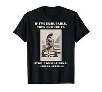 Endure and Stop Complaining Marcus Aurelius Value Graphic T-Shirt, Men, Black, L