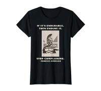 Endure and Stop Complaining Marcus Aurelius Value Graphic T-Shirt, Women, Black, L