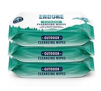 Endure Extra-large body cleansing wipes for Adults and Children - Bamboo, Biodegradable, Plastic Free, for Camping, Festivals & Travel (3 packs x 15, Total 45 wipes)