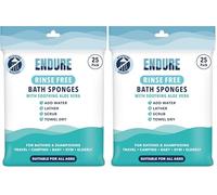 Endure Rinse Free Bath Shower Sponge - Body Wash Wipes for Bathing - Perfect for Camping, Festivals, Gym and Travel - Dry Sponge Wipes with Gentle Cleansing Soap. Just add Water (25 Per Pack).