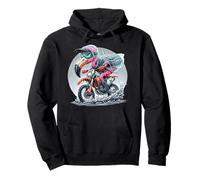 Enduro Flamingo Riding in the Rain Fun Pullover Hoodie