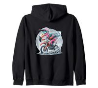 Enduro Flamingo Riding in the Rain Fun Zip Hoodie