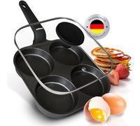 Endusor 21 cm 4 Cavity Egg Pan with Non-Stick Coating, Suitable for Induction, Gas, Electric Coil, Includes Lid