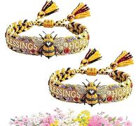 Endxedio 2026 Limited Edition Handmade Honey Bee Woven Bracelet - Honey Bee Adjustable Bangle Bracelet, Blessings & Hope,Inspirational Jewelry Gifts for Friends Family (2pcs)