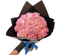 Endxedio (Self-Assembly) Glitter Rose Bouquet Red Artificial Rose Flowers Bouquet Shiny Fake Roses Bouquet,Love Gifts for Valentine's Day Gift, Anniversary, Engagement (12, Pink)