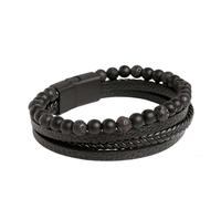 Endxedio Volcanicx Wellness & Relief Bracelet,Volcanic Menopause Bracelet For Slimming,Braided Volcanic Stone Healing Crystal Beaded Hand-Woven Leather Men's Bracelet (Black)