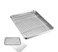 EndyAk Stainless Steel Removable Oven Tray Set with Cooling Rack - Ideal for Baking Pies, Cookies, and More! (Medium Size)