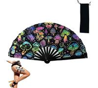 Endyniner Boots On The Ground Hand Fan with Holster for Line Dancing, UV Printing Large Holographic Folding Handheld Bamboo Fan, Foldable Fluorescence Craft Holding Laser Colors Clack Fan (#01)
