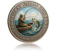Endyniner Lucky Fishing Coins, Good Lucky Charm Gold Coins Fortune Teller Fish Decor Fishing Enthusiast Keepsake Angler Collectible Perfect Fisherman Gift Nautical Souvenir (1pcs)