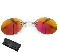 Endyniner Three Color Retro Round Clip on Nose Glasses, Rimless Men Sunglasses, Vintage Round Rimless Sun Glasses UV Protection (orange)